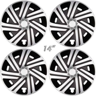 GoodGo Wieldoppen CYRKON-SB 14 inch zilver/zwart. Set a 4 stuks in doos (a.u.b. tekst lezen!)