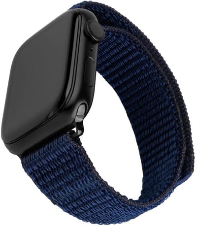 FIXED Nylon Sport Band voor Apple Watch 42/44/45/46mm – Ademend Nylon – Klittenbandsluiting – Donkerblauw