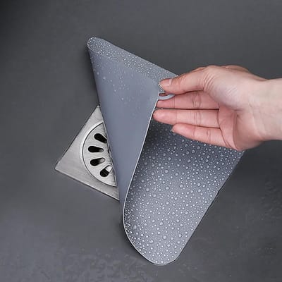 Badstopper Vloerafvoer - Douchegoot Plug - Keuken Badkamer - Anti Geur Mat - 20 x 20 cm - Grijs