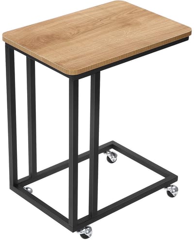 BEGRYF Bijzettafel - Honingkleur - C-vorm - 55x35x60 cm - Met Wielen of Stelpoten - Industrieel Design
