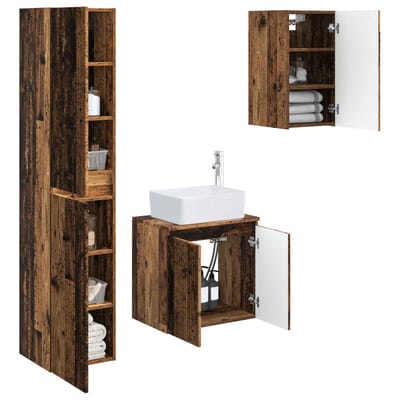 vidaXL - Badkamermeubel - Set - 3 - st - Oud - hout - 33 - x - 34,5 - x - 160 - cm