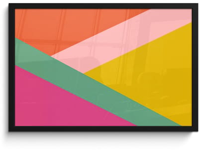 Poster in lijst - Fotolijst 60x40 cm - Posters - Driehoeken - Kleurrijk - Abstract - Posterlijst zwart - Decoratie - Wanddecoratie woonkamer - Muurdecoratie slaapkamer