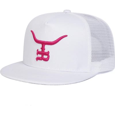Unisex R Letter Stierenkop Borduurwerk Hip-Hop Net Hoeden Lente Zomer Buiten Verstelbaar Casual Baseballpetten Zonbescherming Hoed Pet white