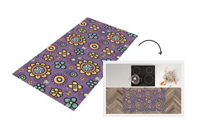Keukenloper - Loper keuken - Meisjes - Vlinder - Planten - Patronen - 120x60 cm - Keukenloper vinyl