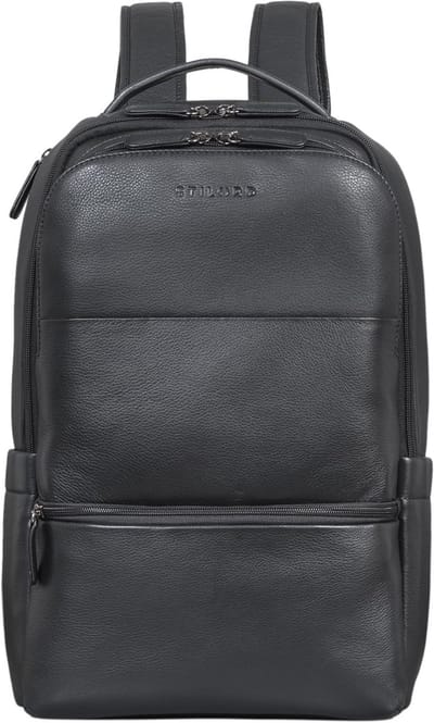 Luxe Leren Rugzak Met Laptopvak - Vintage Zwart - Voor Dames en Heren