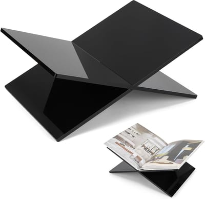 LALAGO Acrylic Book Stand, Black Cross Frame, Acrylic Book Holder, Luxury Plexiglass Reading Stand, Suitable for Bible, Textbooks and Magazines