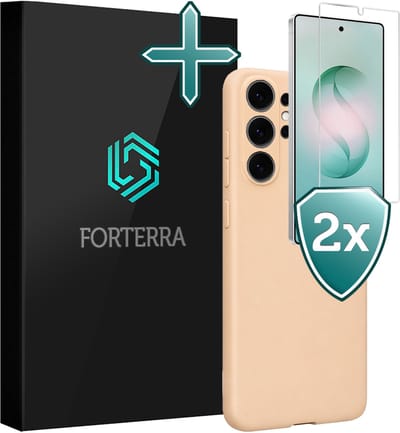 Hoesje Met 2x Screenprotector - Geschikt voor Samsung Galaxy S26 Ultra - Sterk & Shockproof - Telefoon Hoes - Back Cover - Siliconen Case - Zand
