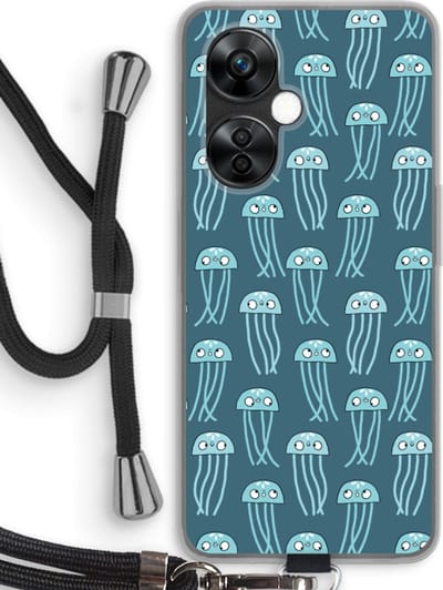 Case Company® - Hoesje met koord geschikt voor OnePlus Nord CE 3 Lite hoesje met Koord - Kwallie - Telefoonhoesje met Zwart Koord - Bescherming aan alle Kanten en Over de Schermrand