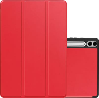 Hoes - Geschikt voor Samsung Galaxy Tab S9 FE Plus - Dun & Stevig - Trifold Bookcase - Hard Cover Case - Met Uitsparing Geschikt voor S Pen - Hardcover Book - Tablet Hoesje - Rood