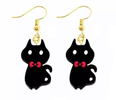 Akyol - Katten oorbellen- Zwart - Katten oorhangers -Cadeau - sieraad - Cat - dieren oorbellen - dieren - Poes - Sieraad - oorbel - oorhangers boerderij – cadeau-carnaval - gift