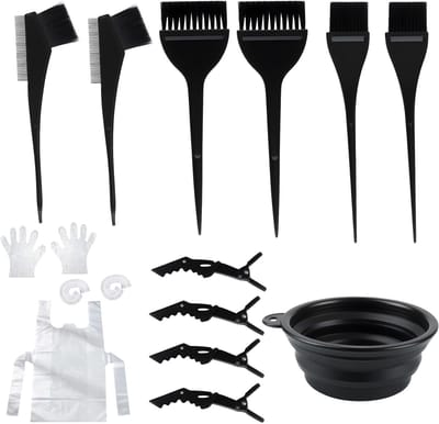 Complete Haarverf Set met 6 Verfkwasten, Haarclips, Handschoenen en Schort voor Thuisgebruik en DIY Salonervaring