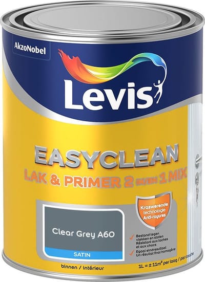 Levis - Easyclean Lak & Primer 2-In-1 Mix - Clear Grey A60 - Mengverf - 1 L