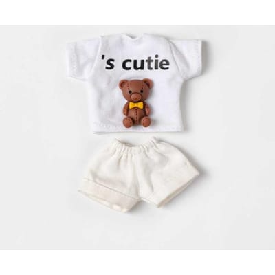 Vêtements pour Poupée OB11 Ensemble Mignon Ours Lapin Col Manches Courtes Short Manteau pour Obitsu11, GSC, YMY, Vêtements Accessoires 1/12bjd OB11 gray