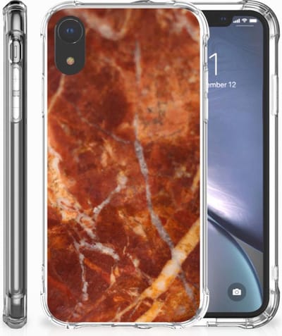 Apple iPhone Xr Anti-Shock Hoesje Marmer Bruin