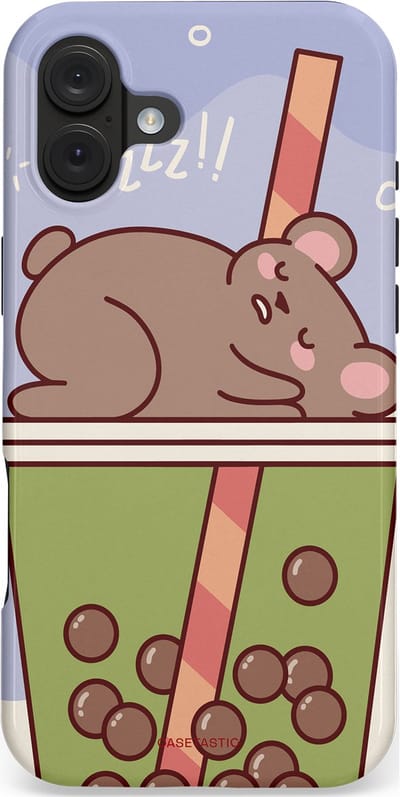 Casetastic hoesje geschikt voor Apple iPhone 16 Plus - MagSafe - Dubbellaagse bescherming - Bubbelthee Droom - Fashion Case - Taupe Zilver Lila