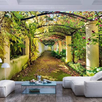 200cm X 140cm - Fotobehang - Prachtige Pergola, 3D look, Vliesbehang, in 5 maten te koop, Instructie bijgesloten, zeer eenvoudig aan te brengen, geen behangtafel nodig