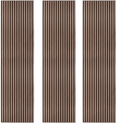 Akoestische lamellenpanelen x3 - donker walnoot - 240x60 cm