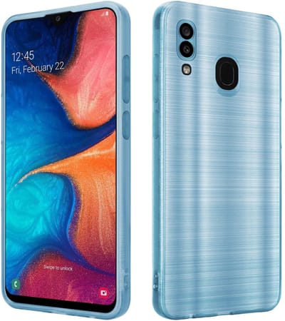 Cadorabo Hoesje geschikt voor Samsung Galaxy A20 / A30 / M10s in Brushed Turqoise - Beschermhoes Case Cover van flexibel TPU silicone in Brushed design
