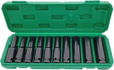 Mechanische dopsleutelset - Ratel gereedschap - Auto onderhoud - Flexibele diepte instelling - 10 stuks - Zilver