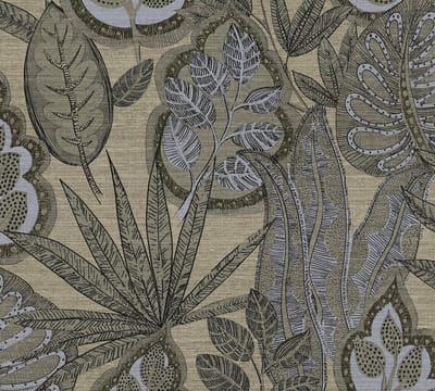 FANTASIE BLADEREN BEHANG | Botanisch - Grijs Beige Braun - LivingWalls Famous Garden