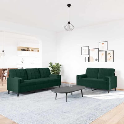 vidaXL - 2-delige - Loungeset - met - kussens - en - bolsters - fluweel - donkergroen