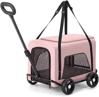 Huisdier Kinderwagen - Reisbuggy - Veilig Vervoer - Afneembare Cabine - 15 kg Capaciteit - Zwart