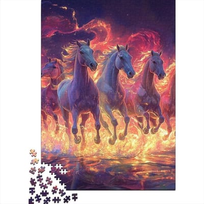 Paarden Puzzel - Educatieve Puzzel - Ontspannen Vrije Tijd - Unieke Vorm Puzzelstukjes - 1000 stukjes - Stijl 1