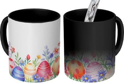 Magische Mok - Foto op Warmte Mokken - Koffiemok - Bloementuin - Kleurrijk - Eieren - Magic Mok - Beker - 350 ML - Theemok