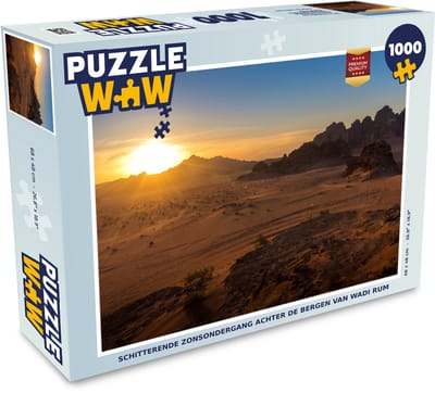 Puzzel Schitterende zonsondergang achter de bergen van Wadi Rum - Legpuzzel - Puzzel 1000 stukjes volwassenen