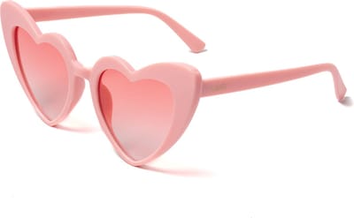 KIMU® Zonnebril Hartjes Cat Eye - Lichtroze Montuur - Lichtroze Gradient Glazen - Vintage Seventies Hippie Retro Love Festival