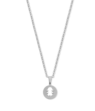 CO88 Collection 8CN-26437 Stalen Ketting met Hangertje - Meisje - 15mm - 40+5cm - Ankerschakel - 1,5mm - Cadeau voor haar - Staal - Zilverkleurig