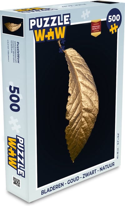 Puzzel Bladeren - Luxe - Goud - Zwart - Natuur - Legpuzzel - Puzzel 500 stukjes