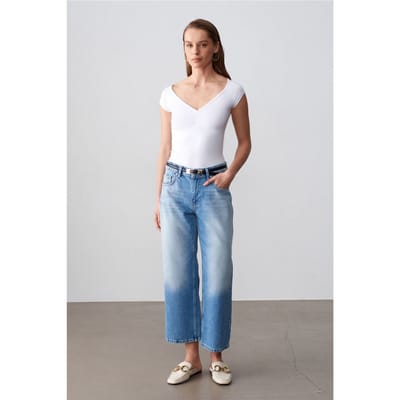 Lage Taille Wijde Capri Jeans