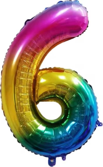 Jumada's - Folie Ballon Cijfer 6 - Regenboog XL - 41cm - leeg