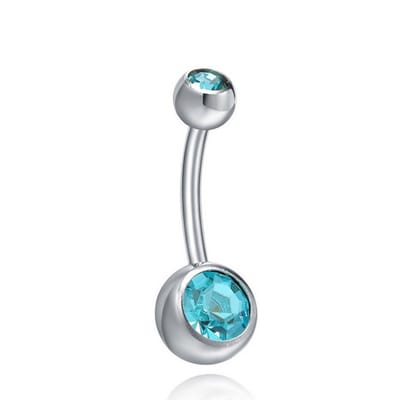 Navelpiercing - Kristal - lichtblauw- Verpakt in leuk organza zakje - navelpiercing chirurgisch staal -navelpiercings - Jewelegance ®