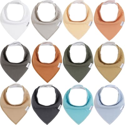 Bandana Slabbetjes Set Jongens & Meisjes - 12 Stuks Absorberend Biologisch Katoen