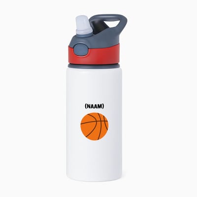 Hacebo® - Basketbal met eigen naam waterfles met rietje rood - Basketbal - Basketballer - Sport - water fles - 650ML