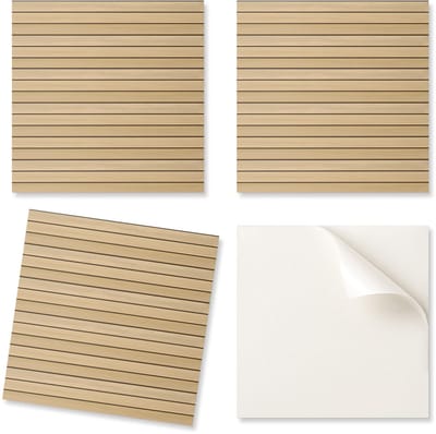 Decoratieve zelfklevende vinyltegels met print van parallelle houten planken, 20x20x20 cm