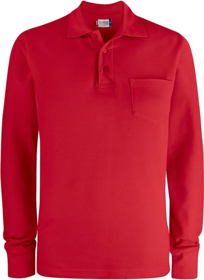Clique Basic Polo Pocket L/S 028235 - Rood - 4XL