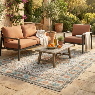 Fraai Binnen- en buitenkleed - Kairo Medaillon Creme/Meerkleurig - 80x150cm