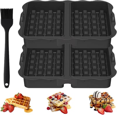 Siliconen Wafelvormen - Set van 2, Perfect voor Airfryer, Dubbele Bakvormen en Bakaccessoires voor Heerlijke Wafels