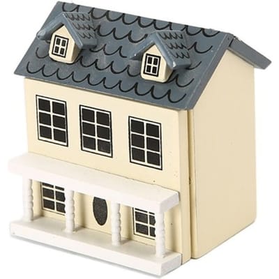 1:12 Maison de Poupée Miniature Maison Simulation Mini Villa Artisanat Miniature Bâtiment Mini Maison Miniature en Bois Modèle beige