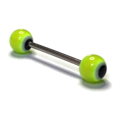 Aramat Jewels | Tongpiercings | Felgele en Zwarte Acryl Tongpiercing met Staal | | | |6mm | Staal | Volwassenen | Verkleurd niet