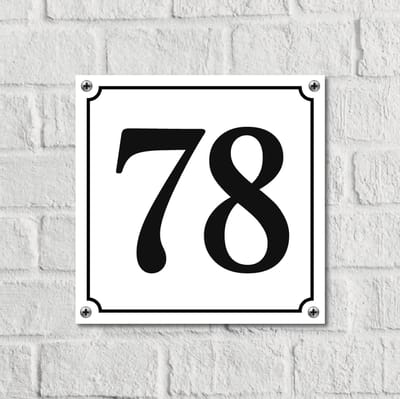 Huisnummerbord Wit Dibond Deluxe - Nummer 78 - incl. bevestiging | - naambord - nummerbord - voordeur