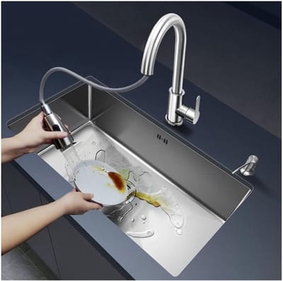 Aanrecht Gootsteen - Keuken Spoelbak - Keuken Werkruimte - Geluiddempende Pad - 420x350mm - Geborsteld