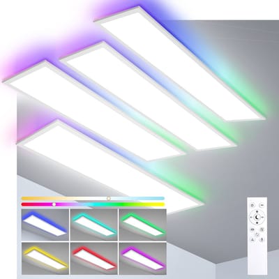 Oraymin LED Plafondlamp Paneel 100x25cm– 30W–RGB Achterlicht–Dimbaar–Afstandsbediening–4 Stuks