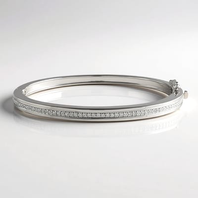 Cavill - Zilveren Armband 925 Sterling Zilver Geplatineerd - 53 Ronde Tanzania Zirkonen 1,153 ct - Elegant Pavé Design Dames Sieraad