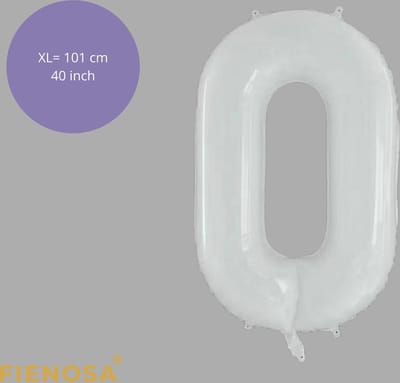 Fienosa - Cijfer Ballonnen - Nummer 0 - Wit - 101 cm - Helium Ballon - Verjaardag Ballon - Verjaardag Versiering - Leeftijd verjaardag - Verjaardagsballon - Verjaardag