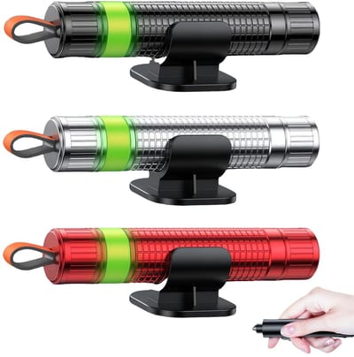 Dailygoods- Noodhamer Mini - Noodhamer Auto met Gordelsnijder - Veiligheidshamer Glasbreker - Duurzaam Wolfraamstaal - Betrouwbaar tot -30 °C - Innovatieve Mechanische Veerstructuur - Veiligheids Hamer