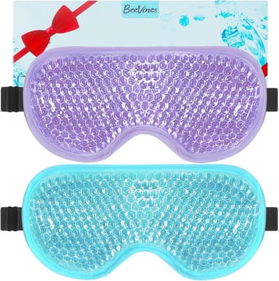Gel Oogmasker - Koud Warm Kompres - Ontspanning & Verlichting - Dubbelzijdig Ontwerp - 19 x 9 cm - Blauw Paars